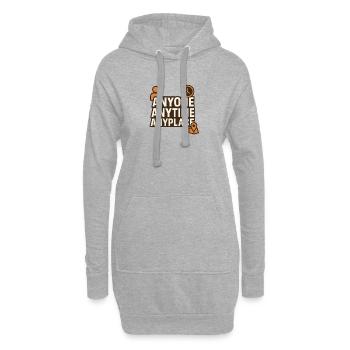 Jederzeit, überall, lustige Aussage - Hoodie-Kleid - Grau meliert - Vorne