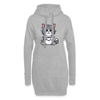 Sweet Cat Coffee Caféine Early Bird Matin - Sweat-shirt à capuche long Femme - gris chiné - Devant