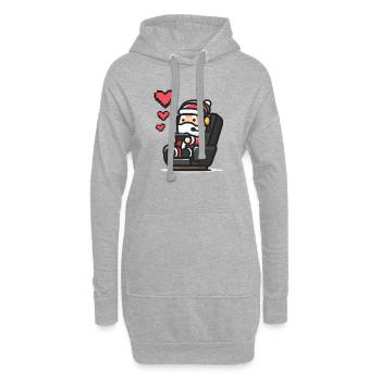 Gamer Santa Pixel Art Jeux de Noël - Sweat-shirt à capuche long Femme - gris chiné - Devant