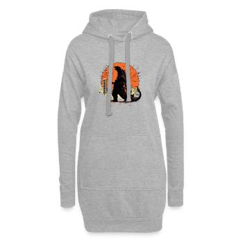 Silhouette de kaiju au-dessus de la ville au coucher du soleil - Sweat-shirt à capuche long Femme - gris chiné - Devant