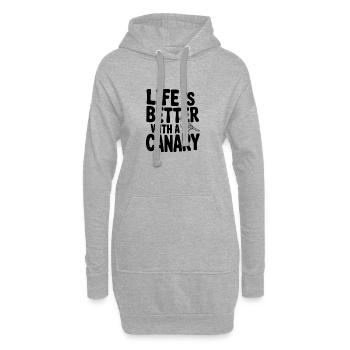 Das Leben ist besser mit einem Kanarienvogel - Hoodie-Kleid - Grau meliert - Vorne