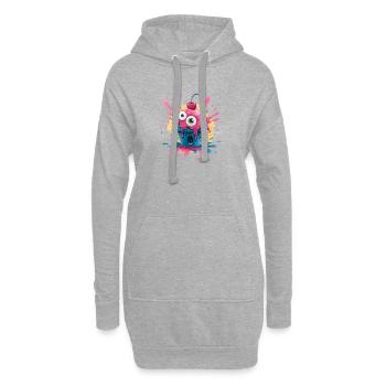 Kawaii Cupcake Farbexplosion - Hoodie-Kleid - Grau meliert - Vorne