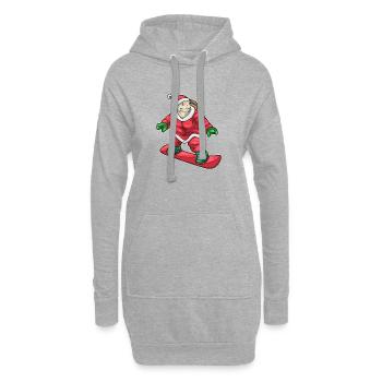 Skateboard de Noël Tortue - Sweat-shirt à capuche long Femme - gris chiné - Devant