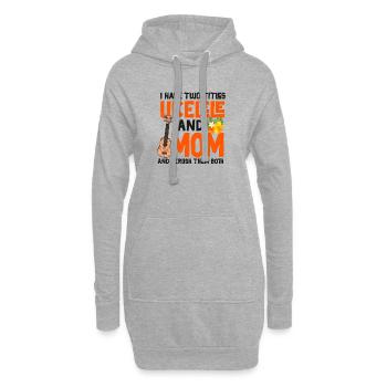 Ukulélé hawaïen Ukulélé Maman que j’ai - Sweat-shirt à capuche long Femme - gris chiné - Devant
