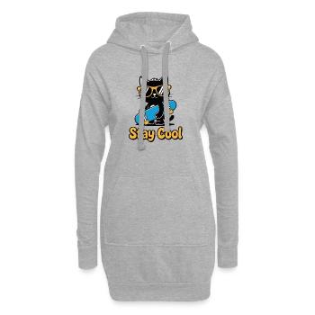 Stay Cool Cat Skateboard - Hoodie-Kleid - Grau meliert - Vorne