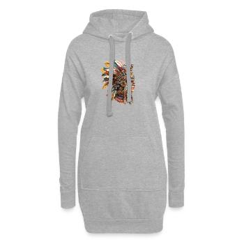 Coiffe en plume aztèque - Sweat-shirt à capuche long Femme - gris chiné - Devant