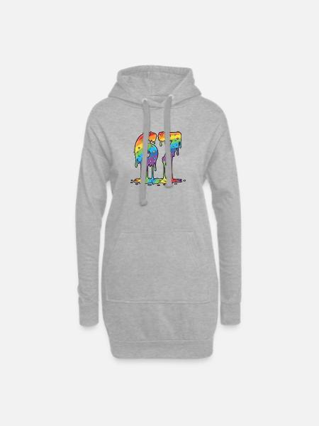 Rainbow 67 Meme-Feier - Hoodie-Kleid - Grau meliert