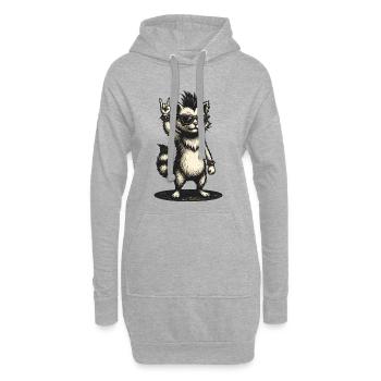 Chat à bascule avec crête et lunettes de soleil - Sweat-shirt à capuche long Femme - gris chiné - Devant