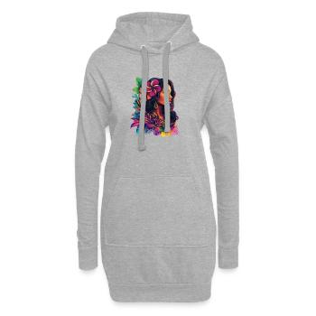 Tropische Blütenfrau Pop-Art - Hoodie-Kleid - Grau meliert - Vorne