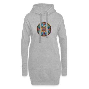 Mandala Feuerstern - Hoodie-Kleid - Grau meliert - Vorne