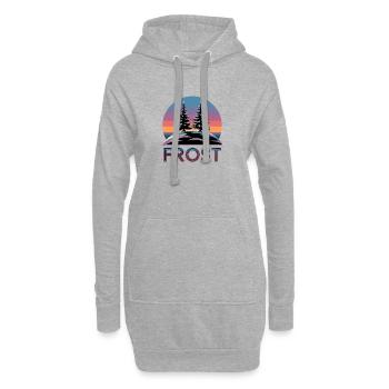  Frost Winterwald Retro Sonnenuntergang mit Tannen - Hoodie-Kleid - Grau meliert - Vorne