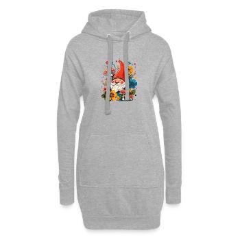 Nain de jardin joyeux dans une mer de fleurs - Sweat-shirt à capuche long Femme - gris chiné - Devant