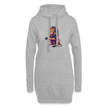 Lion Gaming Jeux vidéo d’animaux Funny Lion - Sweat-shirt à capuche long Femme - gris chiné - Devant