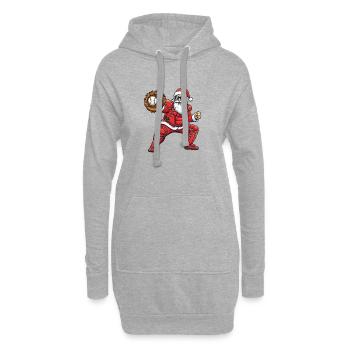 Graphique de Noël du Catcher de Père Noël pour un fan de sport - Sweat-shirt à capuche long Femme - gris chiné - Devant