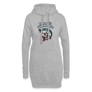 Komm Wir Gehen Angeln – Hecht Cartoon - Hoodie-Kleid - Grau meliert - Vorne