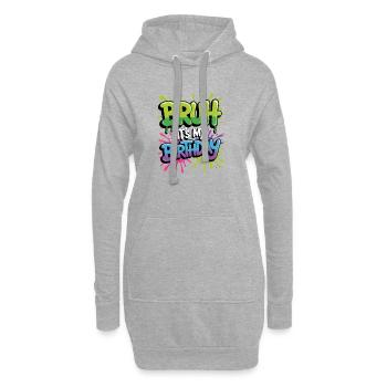 Bruder, es ist mein Geburtstag - Hoodie-Kleid - Grau meliert - Vorne