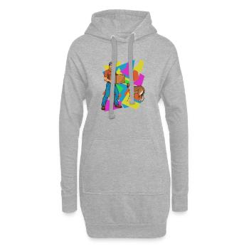 Lieferspaß mit Hund – Neon Geometrie - Hoodie-Kleid - Grau meliert - Vorne
