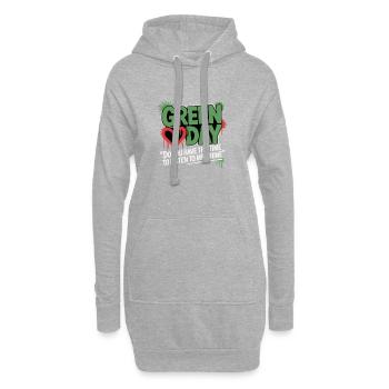 T-shirt cœur émeraude splash - Sweat-shirt à capuche long Femme - gris chiné - Devant