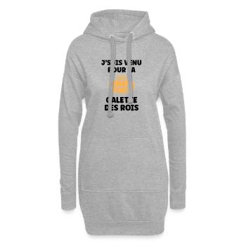 Humour galette des rois - Sweat-shirt à capuche long Femme - gris chiné - Devant