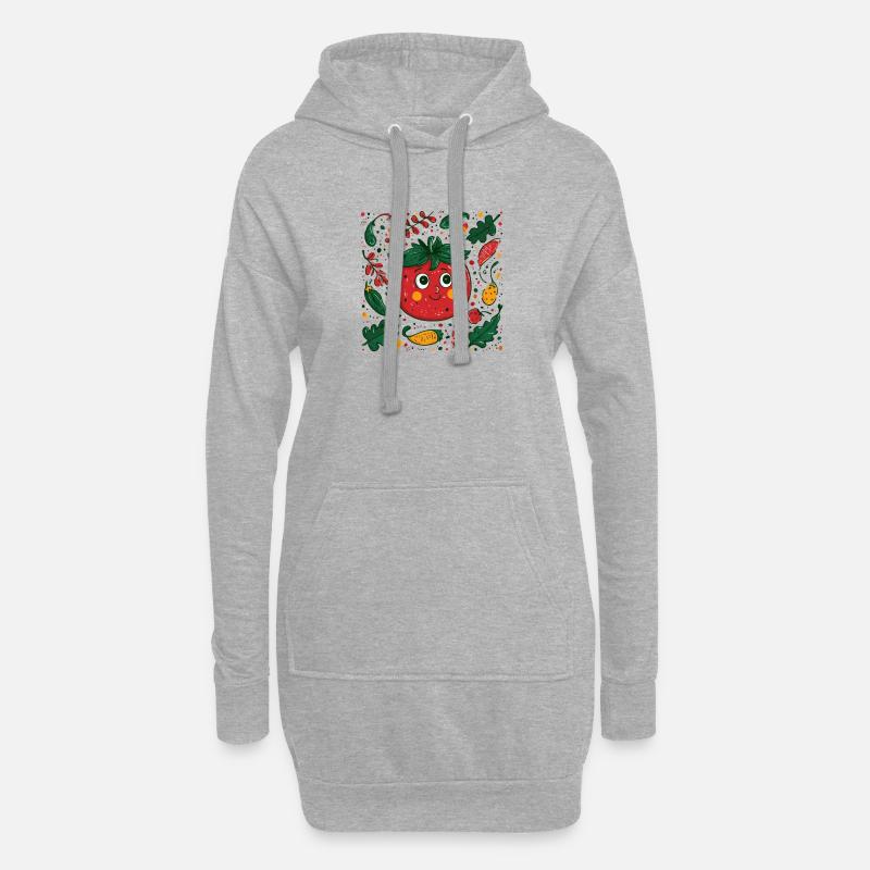 Fröhliche Tomate im Gartendesign - Hoodie-Kleid - Grau meliert