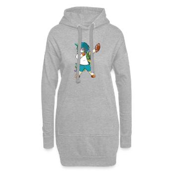 Lustiges Dabbing Football Unicorn Rainbow Sportgeschenk - Hoodie-Kleid - Grau meliert - Vorne