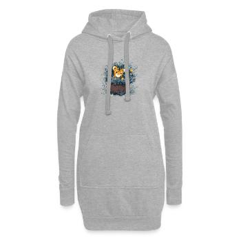 Tigerbaby im Blättertopf - Hoodie-Kleid - Grau meliert - Vorne
