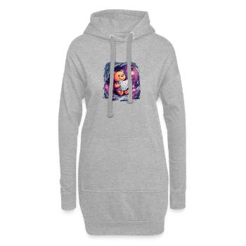 Un ours en peluche en visite de découverte - Sweat-shirt à capuche long Femme - gris chiné - Devant