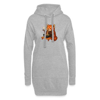 Roter Panda mit Nudeln Ramen kawaii Roter Panda - Hoodie-Kleid - Grau meliert - Vorne
