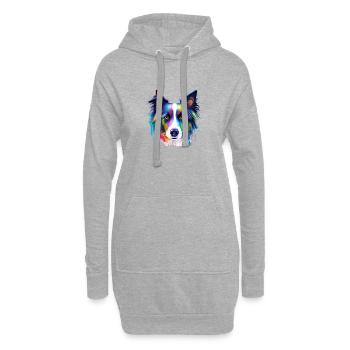 Colorful Border Collie Dog Face Paint Art - Hoodie Dress - heather grey - Front