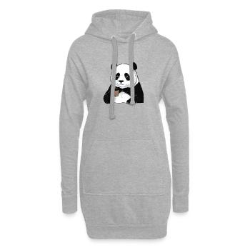 Panda caneuse, amateur de café du matin, grognon matinal - Sweat-shirt à capuche long Femme - gris chiné - Devant