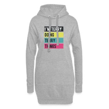 Ich bin Terry und mache Terry Things Retro-Farben - Hoodie-Kleid - Grau meliert - Vorne
