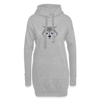 Niedliches Wolfsgesicht Kawaii Graues Holzwolf-Kostüm - Hoodie-Kleid - Grau meliert - Vorne