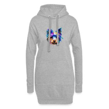 Yorkshire Terrier Yorkie Farbenfrohe Pop-Art-Hundemama - Hoodie-Kleid - Grau meliert - Vorne