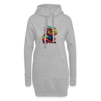 Iguane Animal de bande dessinée - Sweat-shirt à capuche long Femme - gris chiné - Devant