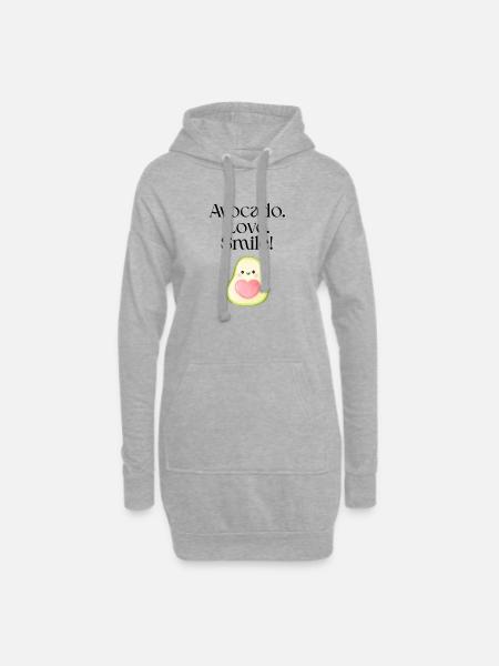 Avocado Love Smile - Hoodie-Kleid - Grau meliert
