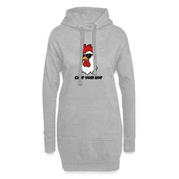 Chef de la ferme – Coq cool avec des lunettes de soleil - Sweat-shirt à capuche long Femme - gris chiné - Devant