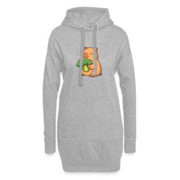 Capybara au brocoli – détendu et mignon - Sweat-shirt à capuche long Femme - gris chiné - Devant