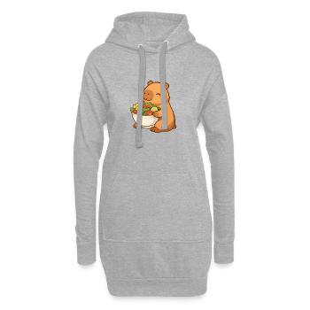 Capybara mit bunter Salatschüssel - Hoodie-Kleid - Grau meliert - Vorne