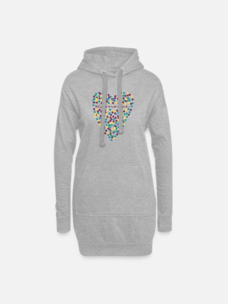 Karneval mit Herz - Hoodie-Kleid - Grau meliert