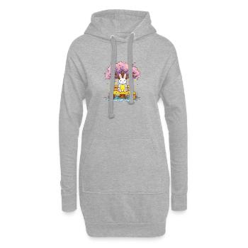 Kaninchen mit Honig am Baum - Hoodie-Kleid - Grau meliert - Vorne