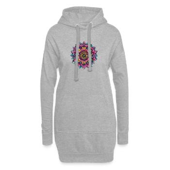 Fleurs de Mandala Vivantes - Sweat-shirt à capuche long Femme - gris chiné - Devant