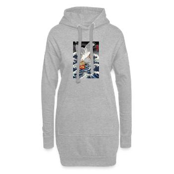 Möwen stiehlt Chips Lustig - Hoodie-Kleid - Grau meliert - Vorne
