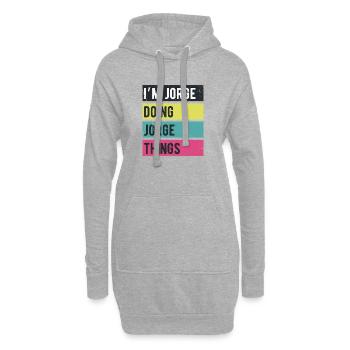 Ich bin Jorge und mache Jorge-Dinge in Retro-Farben - Hoodie-Kleid - Grau meliert - Vorne