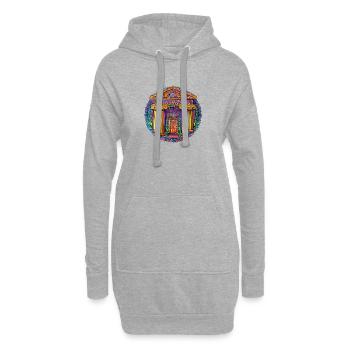 Bunter Tempelkreis Ornament - Hoodie-Kleid - Grau meliert - Vorne