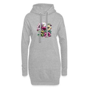 Vin de fleurs dans un verre - Sweat-shirt à capuche long Femme - gris chiné - Devant