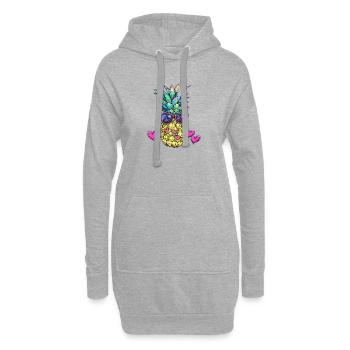 Ananas coloré avec lunettes de soleil - Sweat-shirt à capuche long Femme - gris chiné - Devant