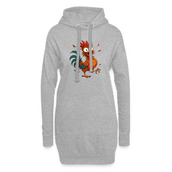Verrückter Huhn-Cartoon lustiges Tierdesign - Hoodie-Kleid - Grau meliert - Vorne