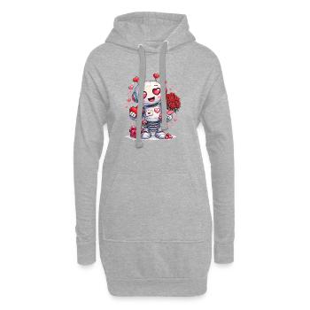 Verliebter Roboter – Valentinstagsmotiv mit Herz - Hoodie-Kleid - Grau meliert - Vorne