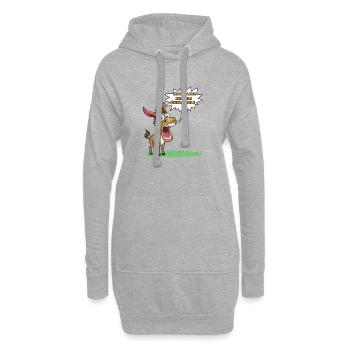 Don't Fidget Long Fidget Donkey Cartoon - Hoodie Dress - heather grey - Front