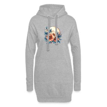 Mondschein Blütenkreis - Hoodie-Kleid - Grau meliert - Vorne